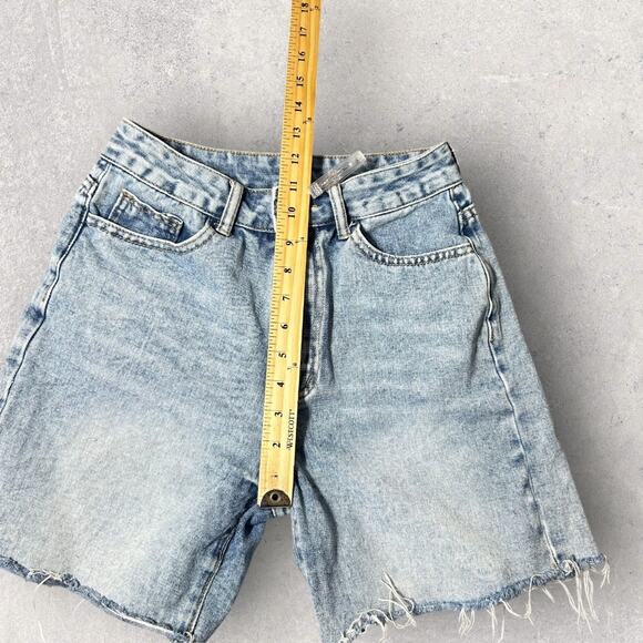 Shein Light Wash Frayed Hem High‎ Rise Distressed Casual Shorts 27 - Picture 6 of 8